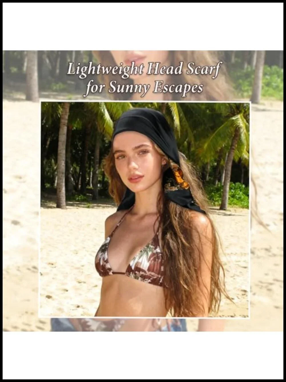 Large Square Satin Head Scarf for Women - 35